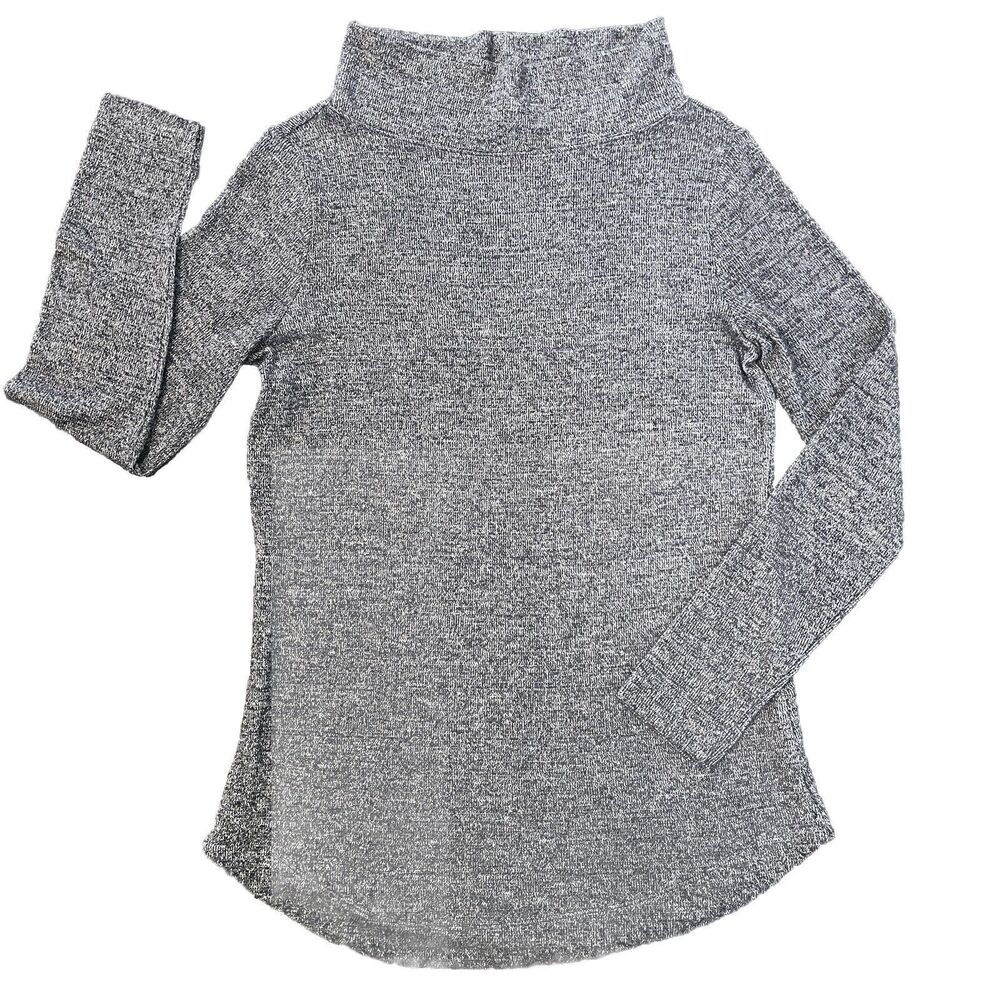 Talbots Womens‎ XS Lightweight Mock Neck Black White Marled Sweater Long Sleeve